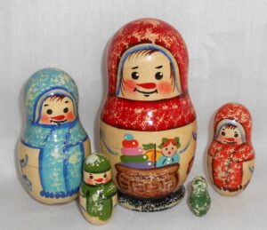 Snowman Happy RED M Babushka Matryoshka nesting Doll Babooshki Babushkas