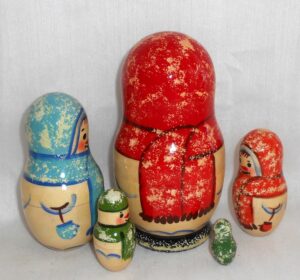 Snowman Happy RED M nesting Doll Babooshki s