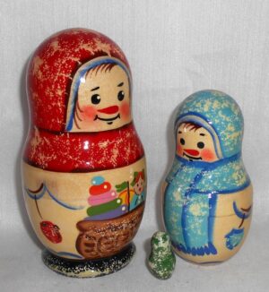 Snowman Happy RED M nesting Doll Babooshki s