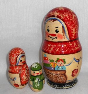 Snowman Happy RED M nesting Doll Babooshki s