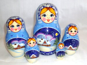 Snow village Babushka Matryoshka nesting Doll Babooshki Babushkas