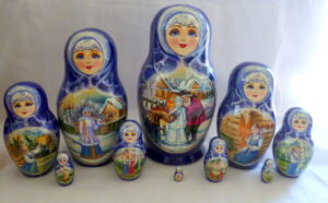 GIANT Ded Moroz father frost 10-set Babushka Matryoshka nesting Doll Babooshki Babushkas