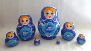 Nolinsk  Blue Flowers 7-set Babushka Matryoshka nesting Doll Babooshki Babushkas