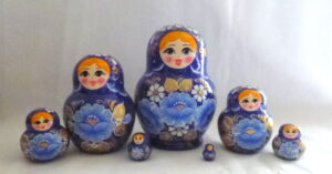 Nolinsk  Gold and dark dress 7-set Babushka Matryoshka nesting Doll Babooshki Babushkas