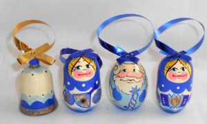 Christmas décor in blue 7-set nesting Doll Babooshki s BOX SET