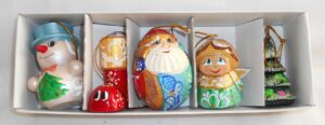 Christmas decorations carved 5-set   Babushka Matryoshka nesting Doll  Babooshki Babushkas BOX SET