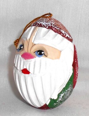 3  x Carved Santa egg shape Christmas decorations   Babushka Matryoshka nesting Doll  Babooshki Babushkas