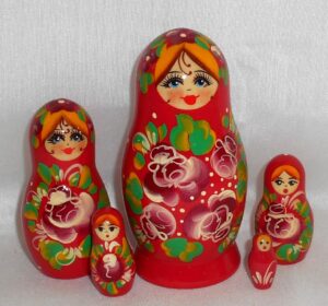 Vyatka flowers red dress 5-set Babushka Matryoshka nesting Doll Babooshki Babushkas Classic Village Traditional