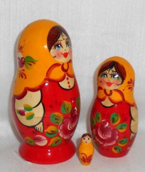 Vyatka pink rose red dress 5-set nesting Doll Babooshki s Classic Village Traditional