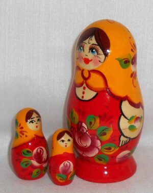 Vyatka pink rose red dress 5-set nesting Doll Babooshki s Classic Village Traditional