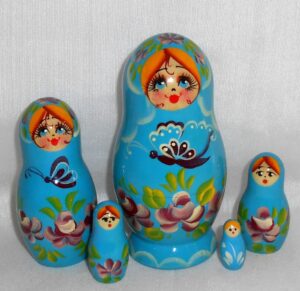 Vyatka Butterfly blue dress 5-set Babushka Matryoshka nesting Doll Babooshki Babushkas Classic Village Traditional