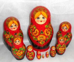 Vyatka GIANT  Vyatka Natalia in red dress 10-set Matryoshka nesting Doll Babooshki Babushkas Classic Village Traditional