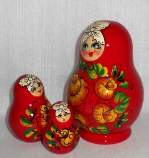 Vyatka yellow flowers white bow 5-set nesting Doll Babooshki s Classic Village Traditional