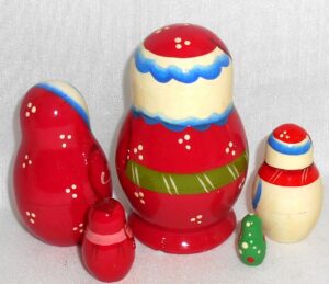 Santa with bells small nesting Doll Babooshki s