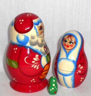 Santa with bells small nesting Doll Babooshki s
