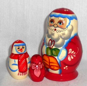 Santa with bells small nesting Doll Babooshki s