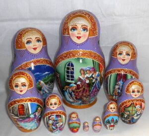 Cinderella in purple 10-set Babushka Matryoshka nesting Doll Babooshki Babushkas