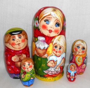 Village Lunch Time Babushka Matryoshka nesting Doll Babooshki Babushkas