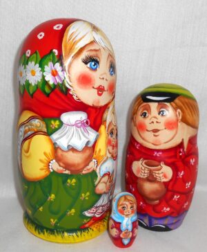 Village Lunch Time nesting Doll Babooshki s