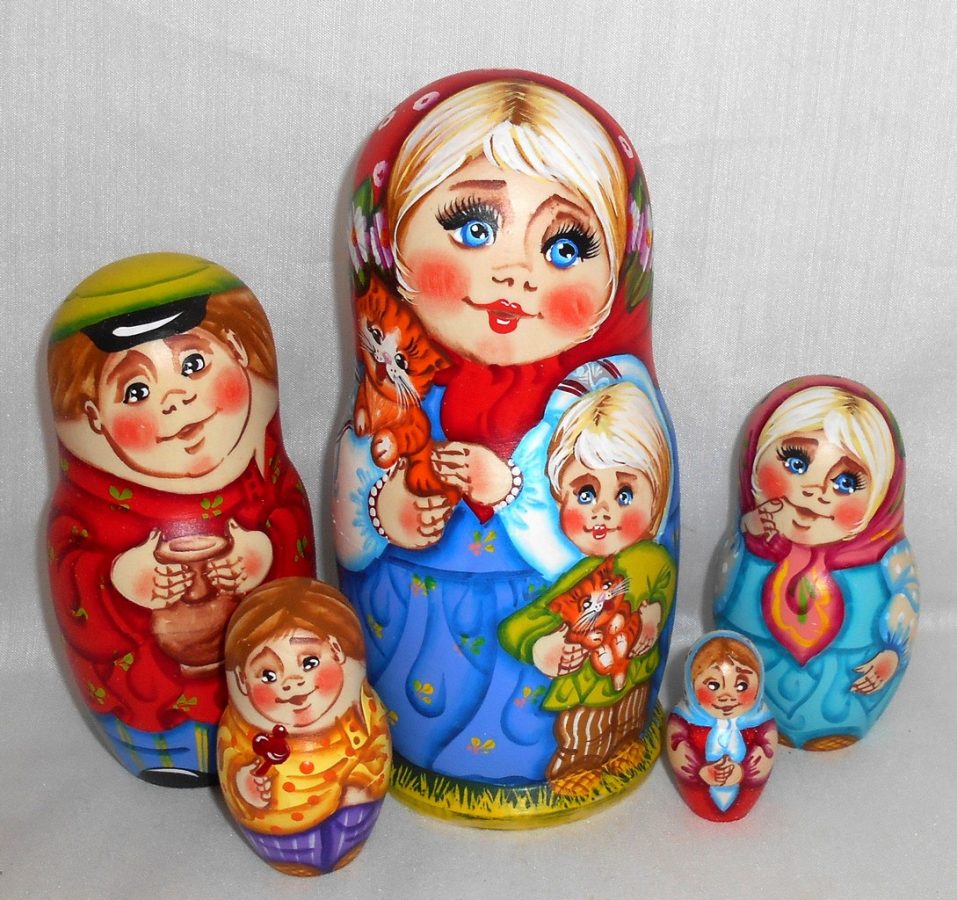 Village Family With Kittens Babushka Matryoshka Nesting Doll Babooshki ...