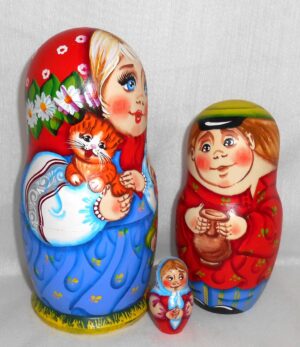 Village Family with Kittens nesting Doll Babooshki s