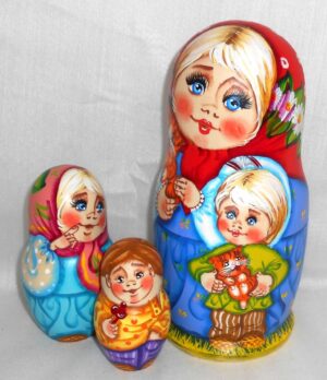 Village Family with Kittens nesting Doll Babooshki s