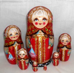 Lace Handkerchief A 7-set Babushka Matryoshka nesting Doll Babooshki Babushkas