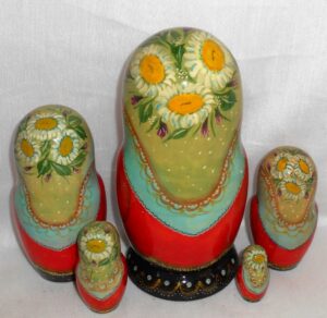 Cats Lovers green scarf nesting Doll Babooshki s