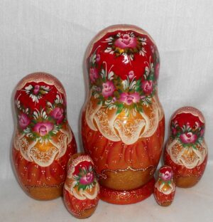 Winter Princes in red scarf nesting Doll Babooshki s