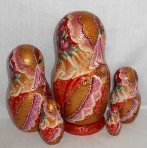 Winter Princes in red scarf nesting Doll Babooshki s