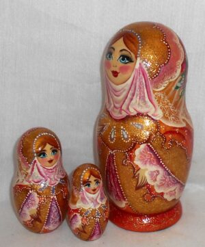 Winter Princes in red scarf nesting Doll Babooshki s