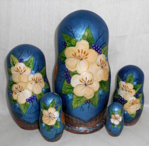 Nutcracker in blue nesting Doll Babooshki s