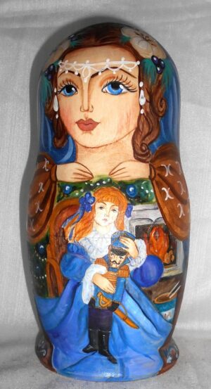 Nutcracker in blue nesting Doll Babooshki s