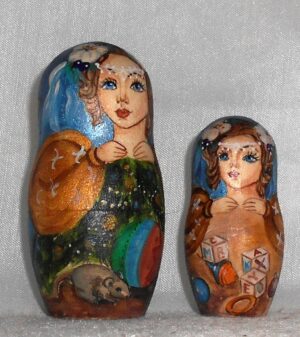 Nutcracker in blue nesting Doll Babooshki s