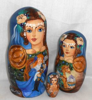 Nutcracker in blue nesting Doll Babooshki s