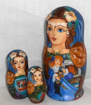 Nutcracker in blue nesting Doll Babooshki s