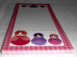 3 x Pink Shopping List with magnet memo pad nesting Doll Babooshki s