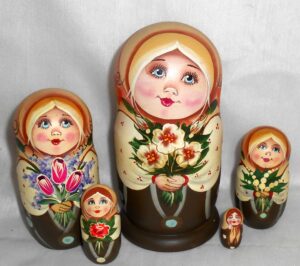Anyuta with wild flowers Babushka  Babushka Matryoshka nesting Doll  Babooshki Babushkas