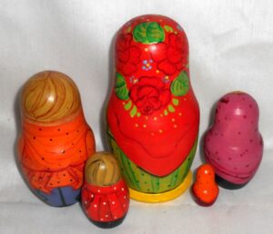 Cat in village family nesting Doll Babooshki s