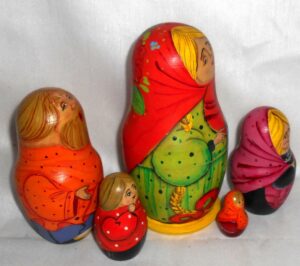 Cat in village family nesting Doll Babooshki s
