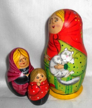 Cat in village family nesting Doll Babooshki s