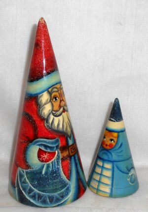 Santa with tree Conical 3-set nesting Doll Babooshki s