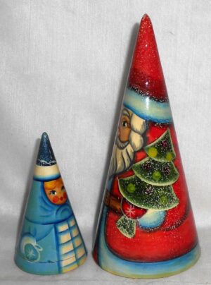 Santa with tree Conical 3-set nesting Doll Babooshki s