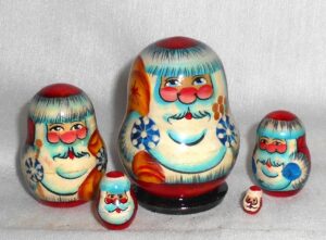 MINI Santa Chris mini 5-set tiny 4.5vm  MINI TINY   Babushka Matryoshka nesting Doll  Babooshki Babushkas
