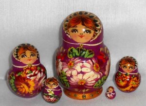 Galina in purple dress small  Babushka Matryoshka nesting Doll  Babooshki Babushkas