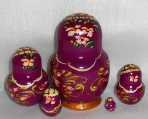 Galina in purple dress small nesting Doll Babooshki s