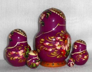 Galina in purple dress small nesting Doll Babooshki s