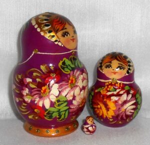 Galina in purple dress small nesting Doll Babooshki s