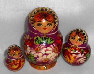 Galina in purple dress small nesting Doll Babooshki s