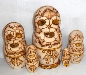 Anfisa with kittens in basket A nesting Doll Babooshki s
